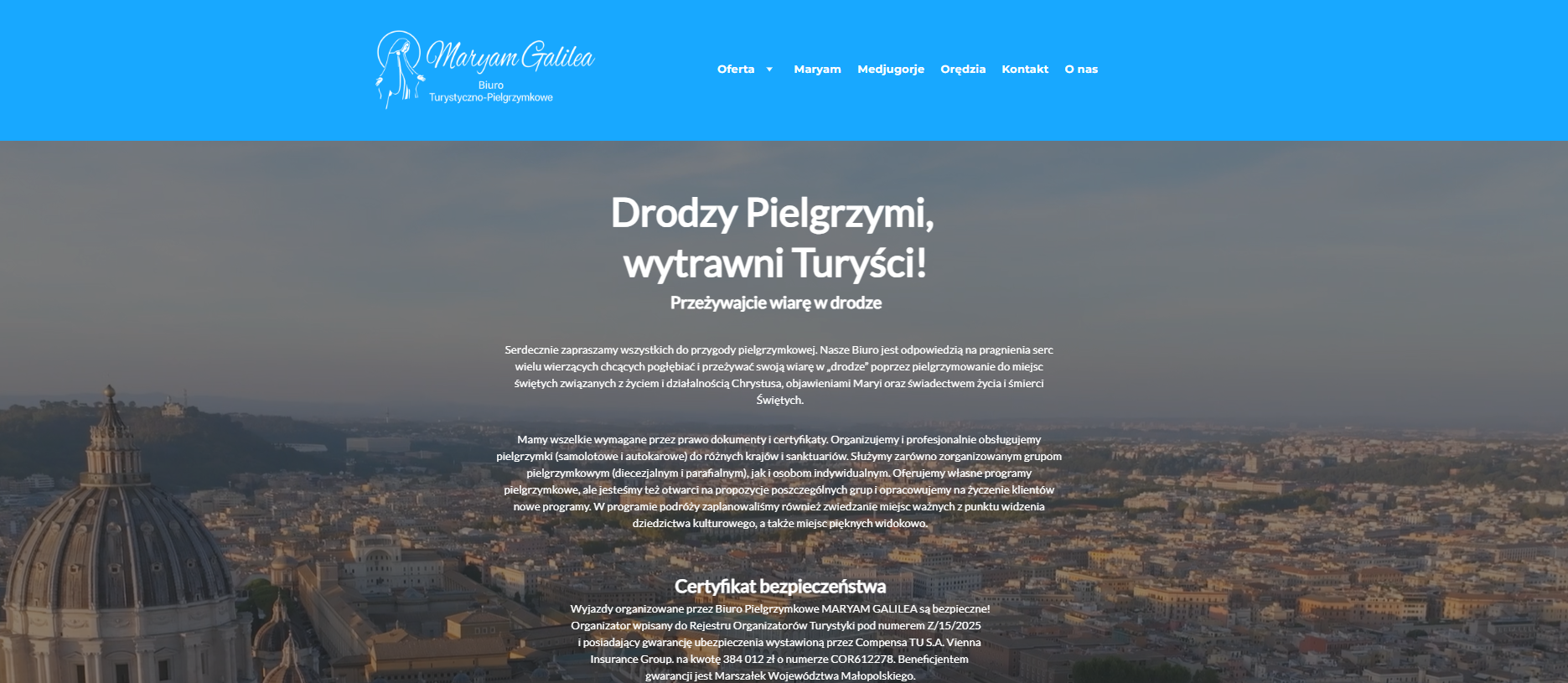 Strona Biura Turystyczno-Pielgrzymkowego Maryam Galilea
