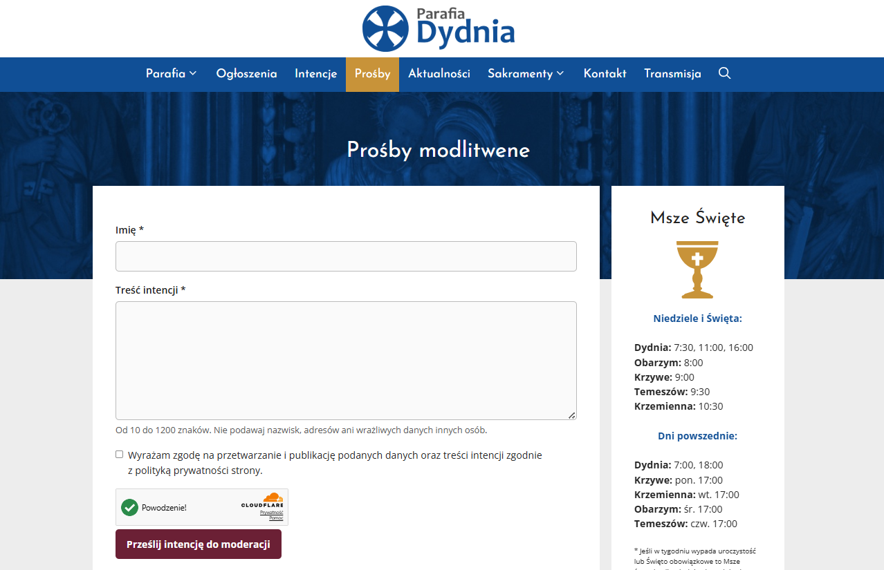 Wtyczka WordPress do obsługi próśb modlitewnych